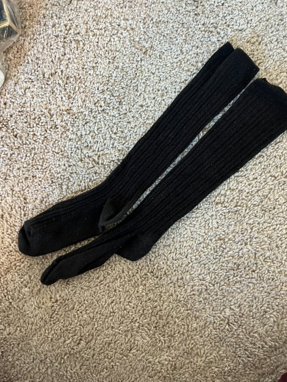 Black Knee Length Socks Classic Warm Stylish Winter Essentials Comfort Ribbed